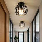 Lampa Sufitowa Industrialna z Metalowym Kloszem Kratownicą - 3