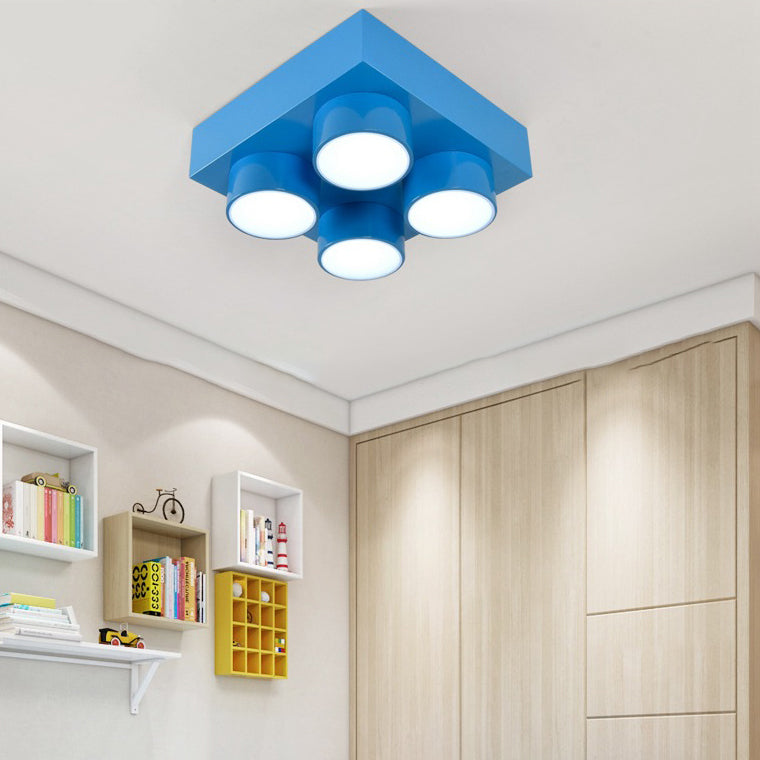 Lampa Sufitowa Dziecięca Klockowa z Wbudowanym LED - 4 - Niebieski