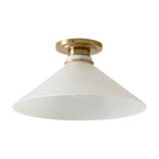 Lampa Sufitowa Wiejska z Stożkowym Kloszem i Metalową Oprawką - Mleczne szkło