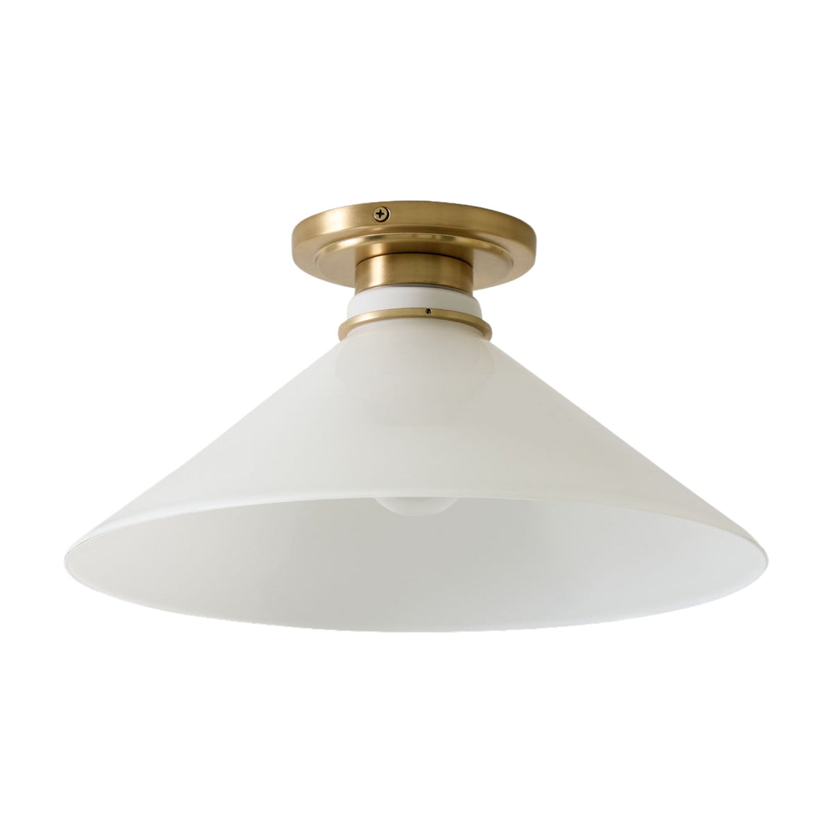 Lampa Sufitowa Wiejska z Stożkowym Kloszem i Metalową Oprawką - Mleczne szkło