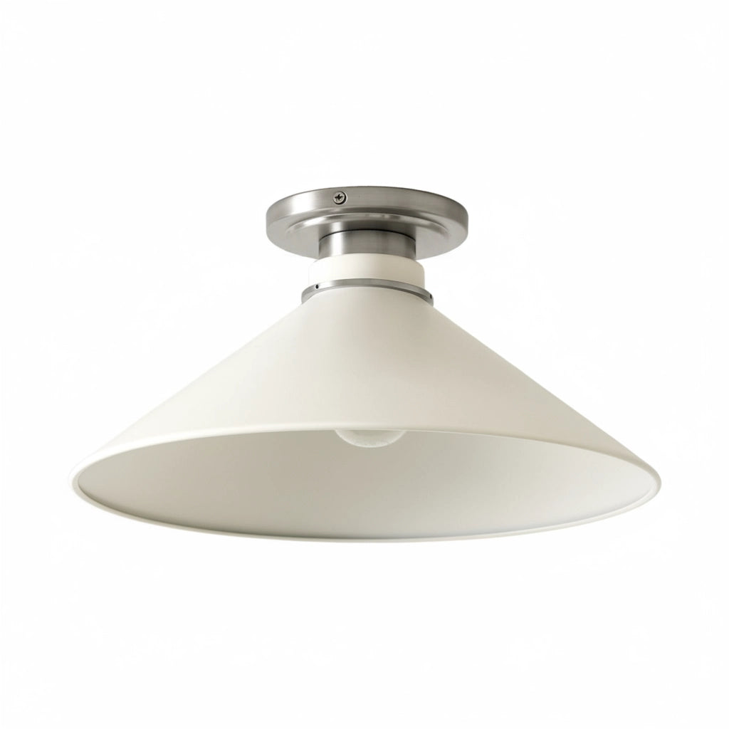 Lampa Sufitowa Wiejska z Stożkowym Kloszem i Metalową Oprawką - Kość słoniowa metal
