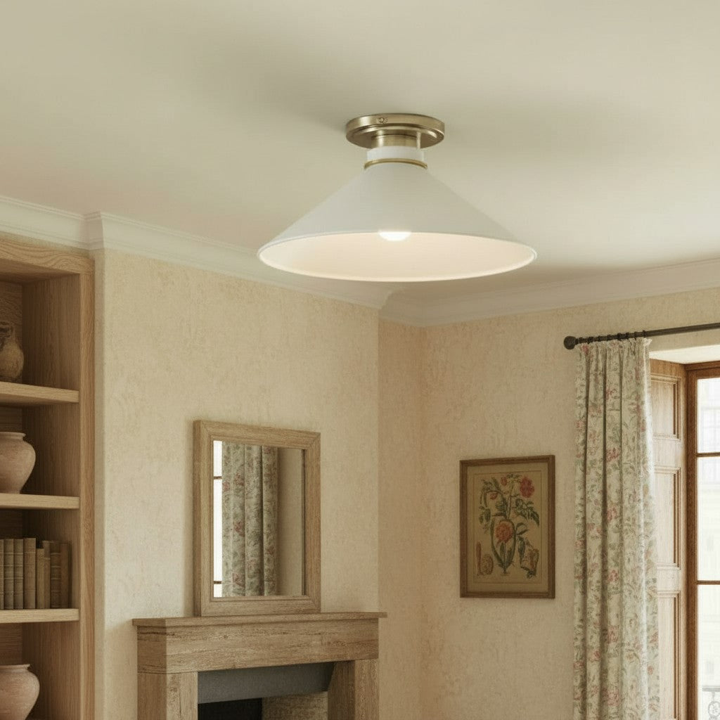 Lampa Sufitowa Wiejska z Stożkowym Kloszem i Metalową Oprawką - 22