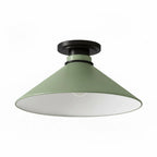 Lampa Sufitowa Wiejska z Stożkowym Kloszem i Metalową Oprawką - Seladynowy powlekany
