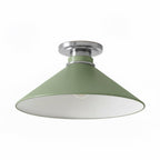 Lampa Sufitowa Wiejska z Stożkowym Kloszem i Metalową Oprawką - Seladynowy powlekany