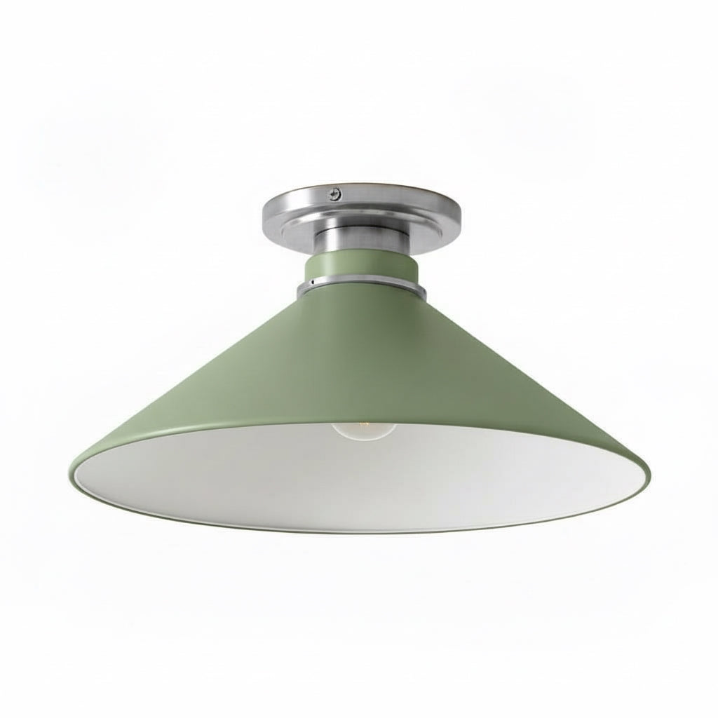 Lampa Sufitowa Wiejska z Stożkowym Kloszem i Metalową Oprawką - Seladynowy powlekany
