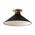 Lampa Sufitowa Wiejska z Stożkowym Kloszem i Metalową Oprawką - Czarny