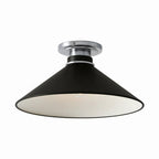 Lampa Sufitowa Wiejska z Stożkowym Kloszem i Metalową Oprawką - Czarny