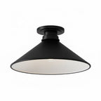 Lampa Sufitowa Wiejska z Stożkowym Kloszem i Metalową Oprawką - Czarny