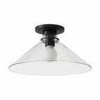 Lampa Sufitowa Wiejska z Stożkowym Kloszem i Metalową Oprawką - Przezroczyste szkło