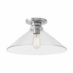 Lampa Sufitowa Wiejska z Stożkowym Kloszem i Metalową Oprawką - Przezroczyste szkło
