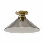 Lampa Sufitowa Wiejska z Stożkowym Kloszem i Metalową Oprawką - Dymione szkło