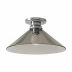 Lampa Sufitowa Wiejska z Stożkowym Kloszem i Metalową Oprawką - Dymione szkło