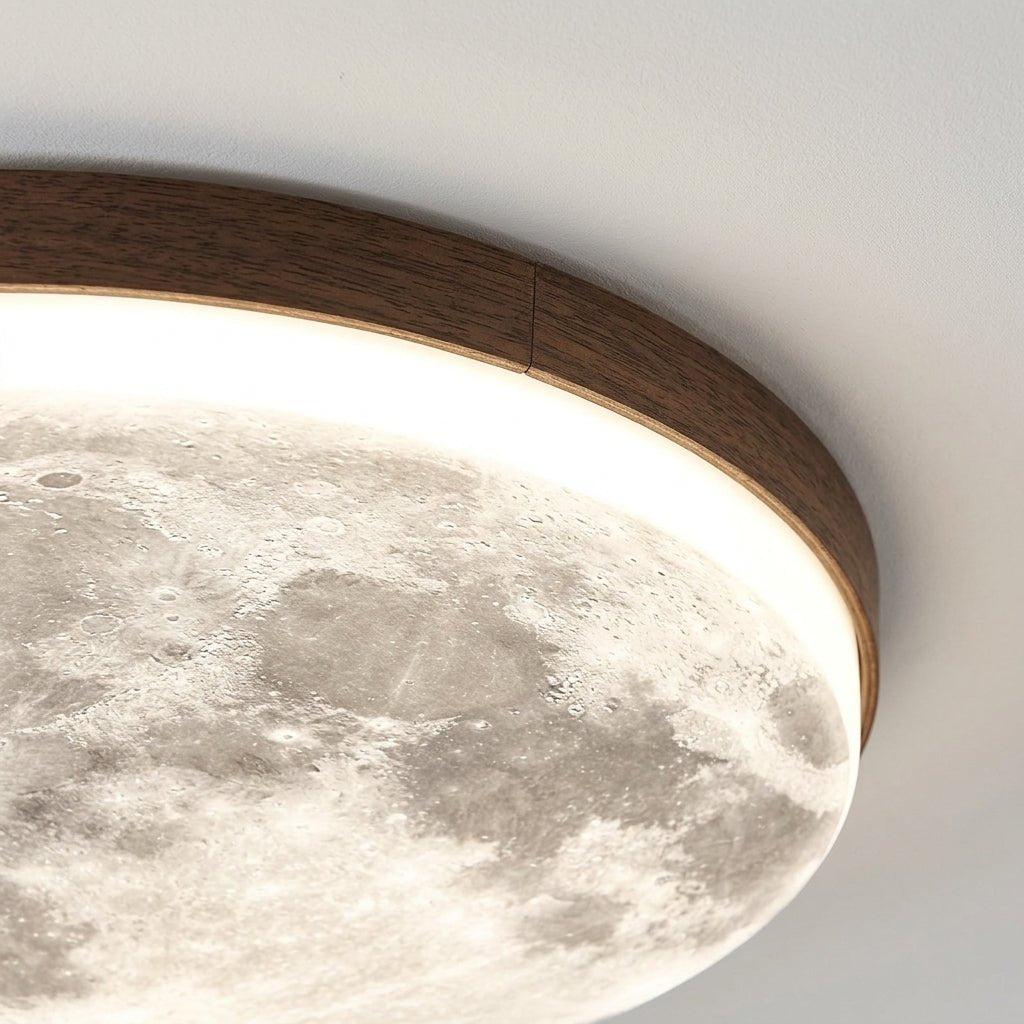 Lampa Sufitowa Księżyc LED z Drewnianą Ramką Ściemnialna - 11