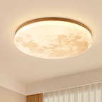 Lampa Sufitowa Księżyc LED z Drewnianą Ramką Ściemnialna - Jasne drewno