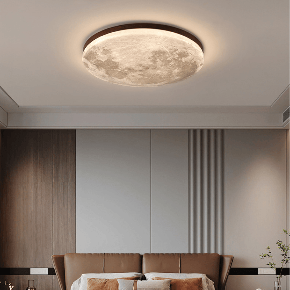 Lampa Sufitowa Księżyc LED z Drewnianą Ramką Ściemnialna - 6