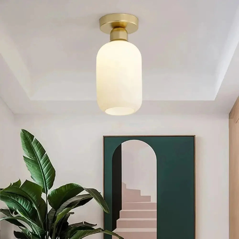 Lampa Sufitowa Skandynawska ze Szklanym Kloszem Opalowym - 5