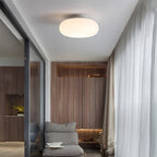 Lampa Sufitowa Minimalistyczna z Owalnym Szklanym Kloszem - Biały