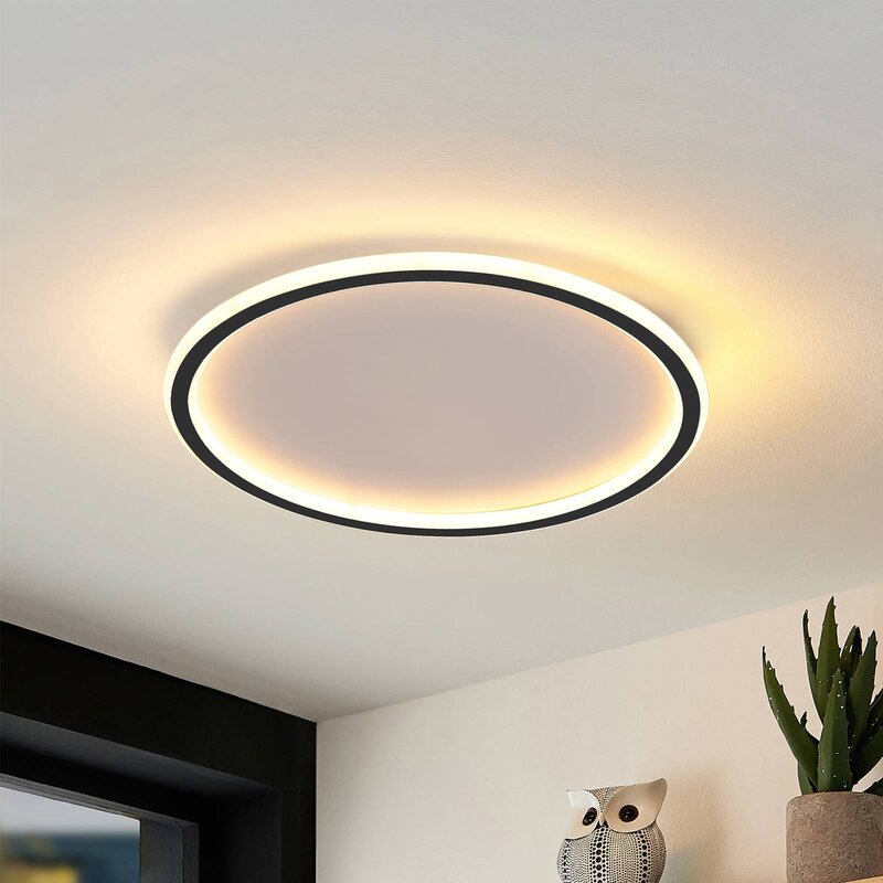 Lampa Sufitowa Okrągła Minimalistyczna z Wbudowanym LED - Czarny