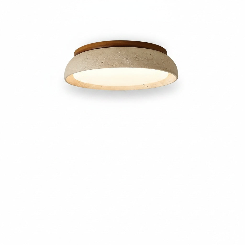 Lampa Sufitowa Minimalistyczna Okrągła z Kloszem z Trawertynu - 2