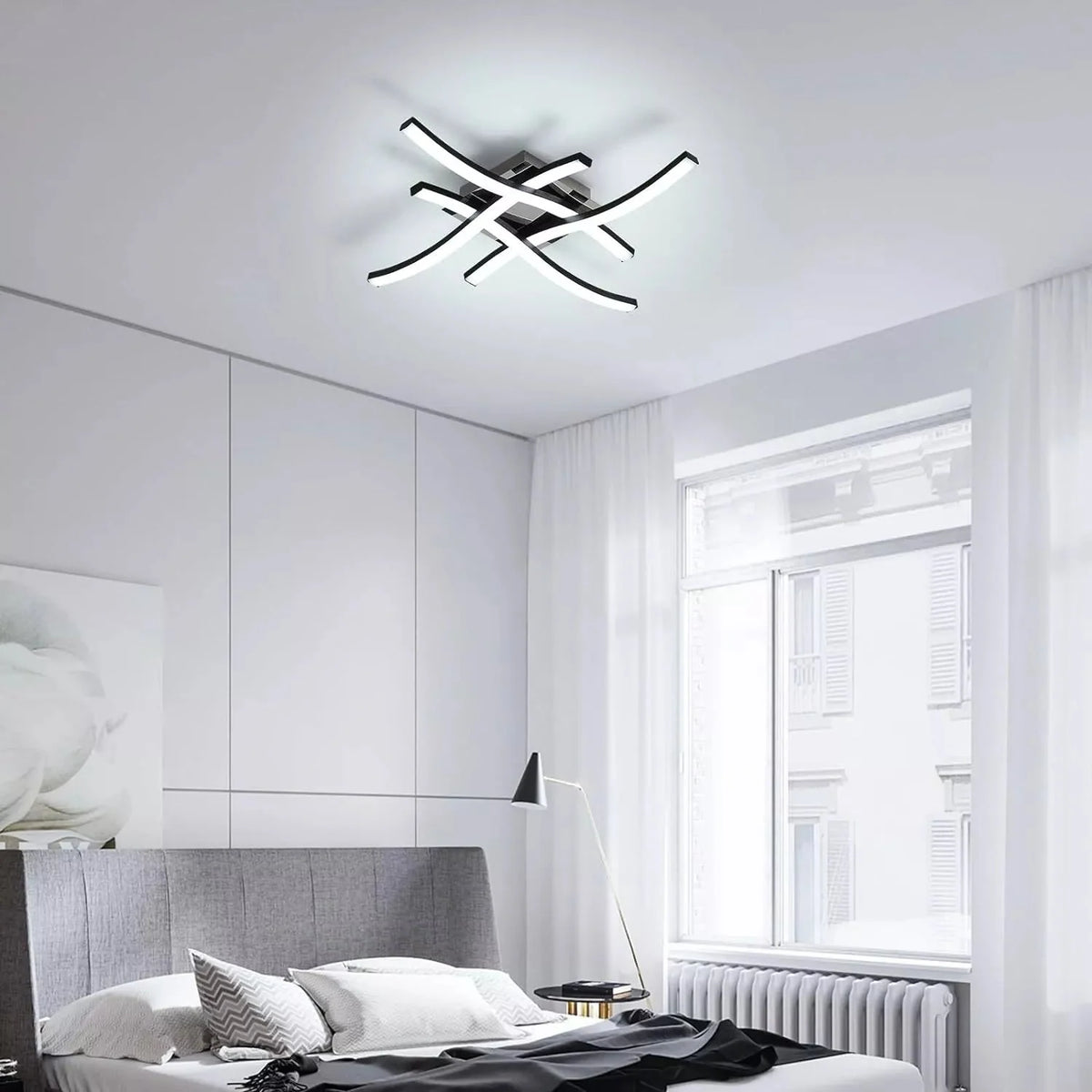Lampa Sufitowa Nowoczesna z 4 Falistymi Ramionami i Pilotem - 4