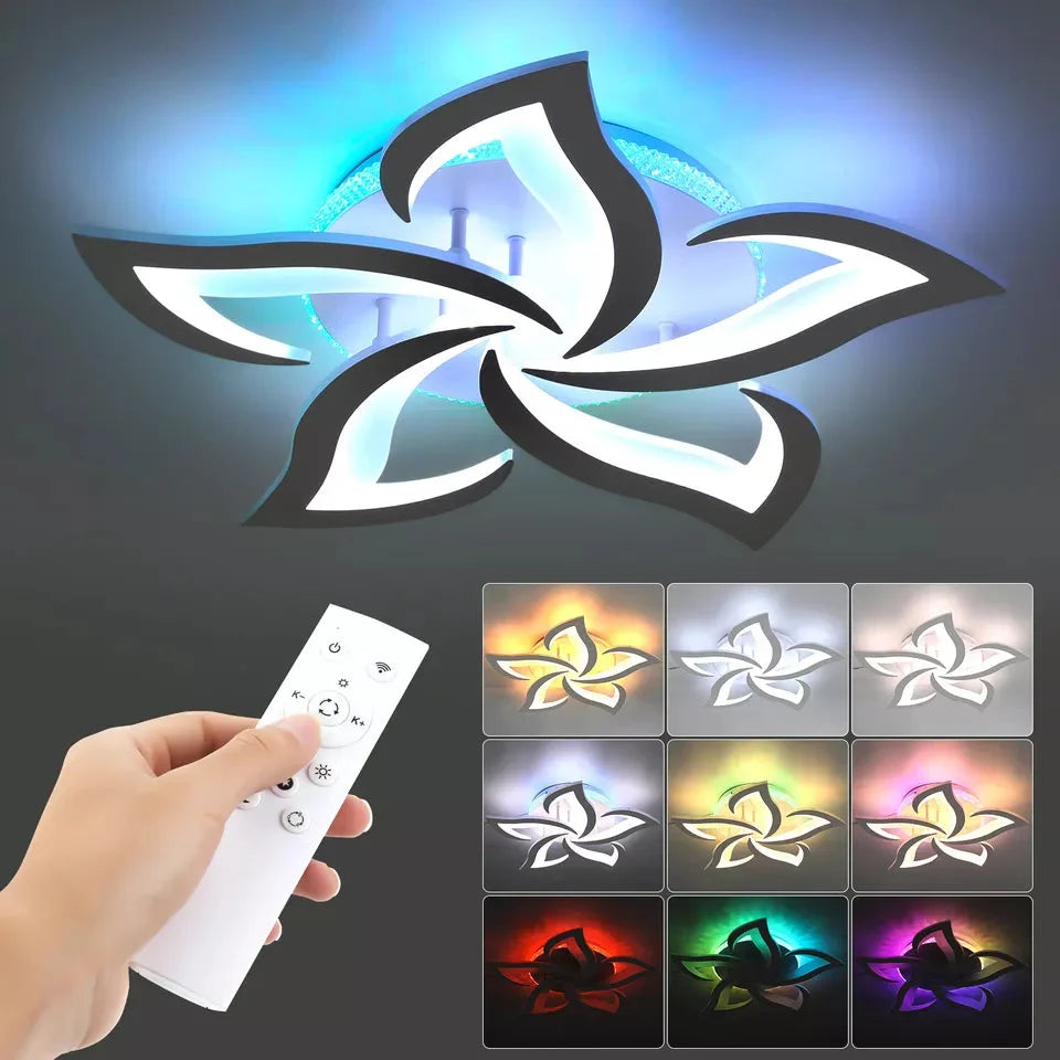 Lampa Sufitowa Nowoczesna Kwiat z Podświetleniem RGB i Pilotem - 2