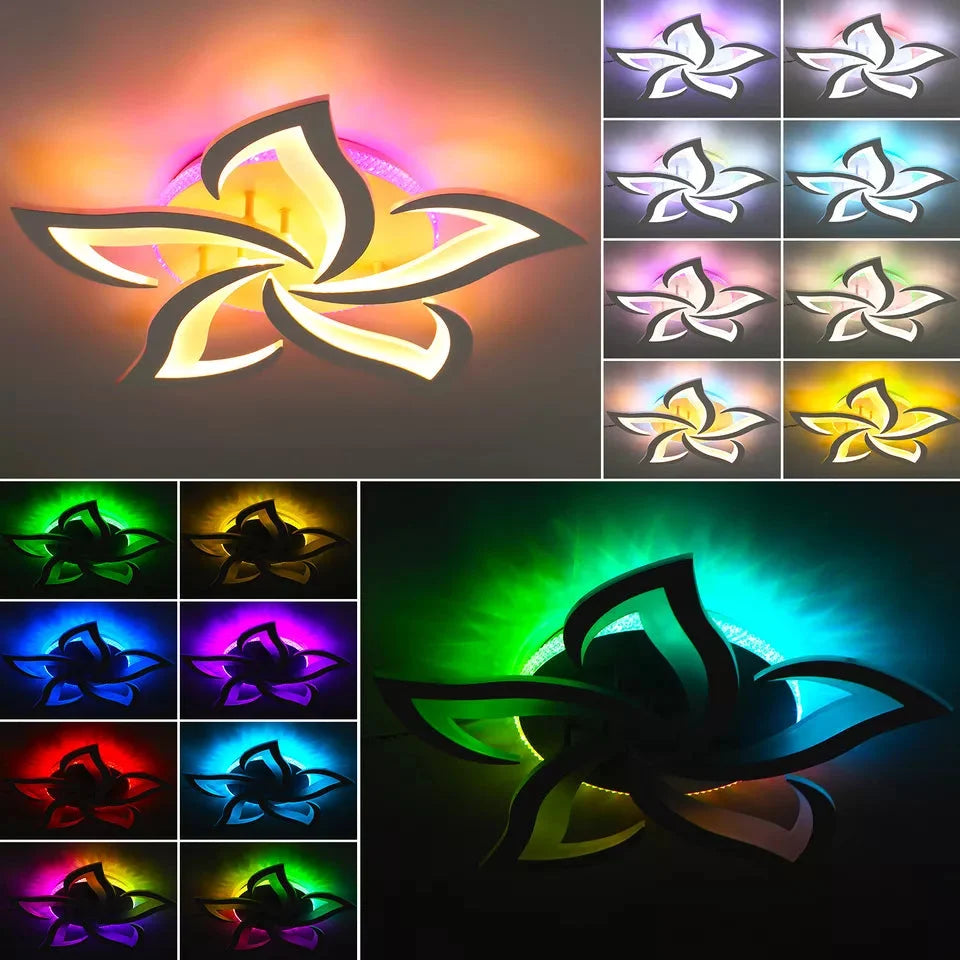 Lampa Sufitowa Nowoczesna Kwiat z Podświetleniem RGB i Pilotem