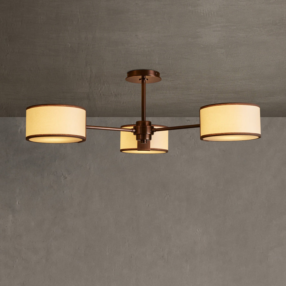 Lampa Sufitowa Nowoczesna z Trzema Cylindrycznymi Kloszami - Ecru