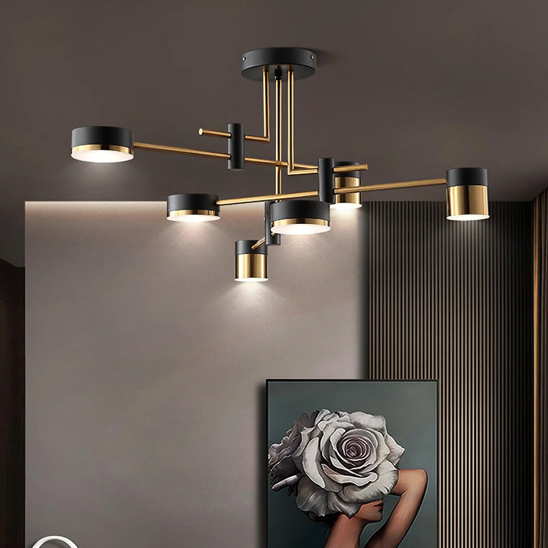 Lampa Sufitowa Nowoczesna ze Złotymi Ramionami i Diodami LED - 4
