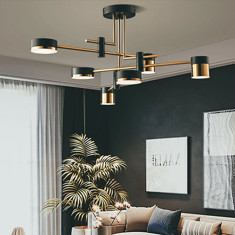 Lampa Sufitowa Nowoczesna ze Złotymi Ramionami i Diodami LED - 5