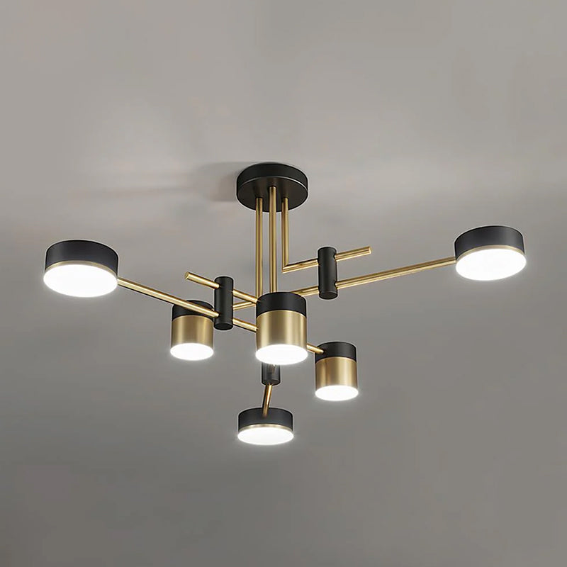 Lampa Sufitowa Nowoczesna ze Złotymi Ramionami i Diodami LED - Złoty/Czarny