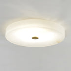 Lampa Sufitowa Okrągła Alabastrowa z Mosiężnym Akcentem - 18