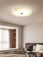 Lampa Sufitowa Okrągła Alabastrowa z Mosiężnym Akcentem - 23