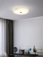 Lampa Sufitowa Okrągła Alabastrowa z Mosiężnym Akcentem - 28