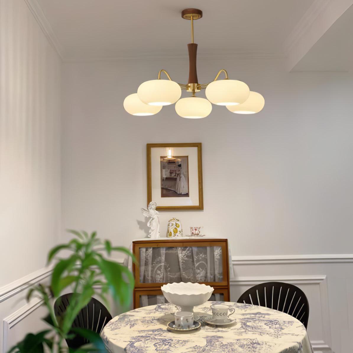 Lampa Sufitowa Retro ze Szklanymi Kloszami i Mosiężnymi Ramionami - 15