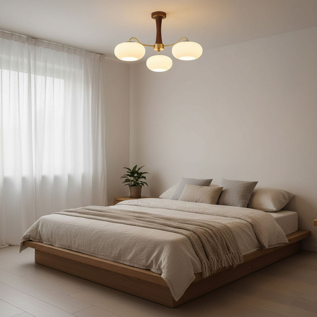 Lampa Sufitowa Retro ze Szklanymi Kloszami i Mosiężnymi Ramionami - 27