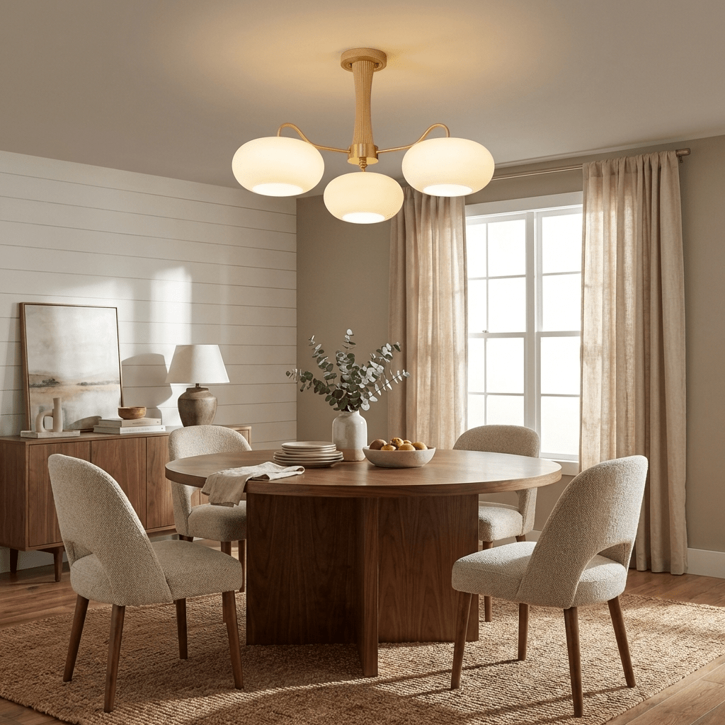 Lampa Sufitowa Retro ze Szklanymi Kloszami i Mosiężnymi Ramionami - 8