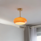 Lampa Sufitowa Retro z Okrągłym Szklanym Kloszem - Pomarańczowy