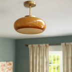 Lampa Sufitowa Retro z Okrągłym Szklanym Kloszem - 3