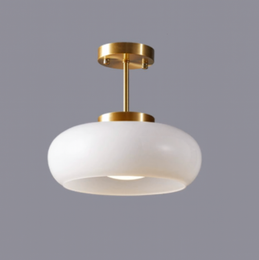Lampa Sufitowa Retro z Okrągłym Szklanym Kloszem - Biały