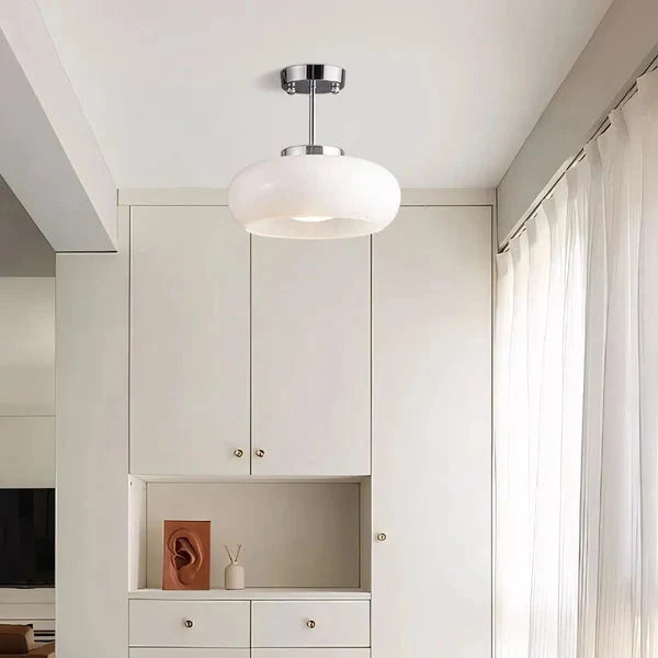 Lampa Sufitowa Retro z Okrągłym Szklanym Kloszem - 13