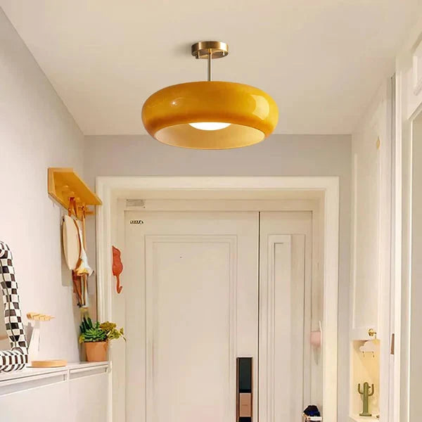 Lampa Sufitowa Retro z Okrągłym Szklanym Kloszem - 16