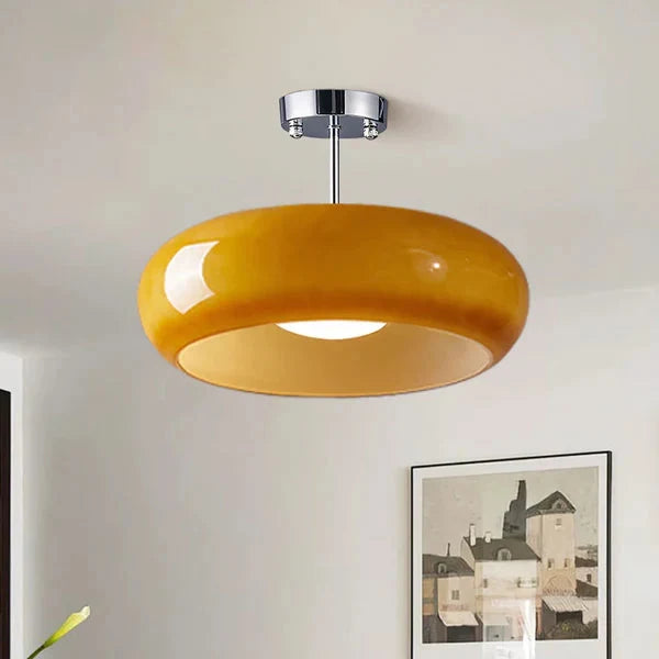 Lampa Sufitowa Retro z Okrągłym Szklanym Kloszem - 18