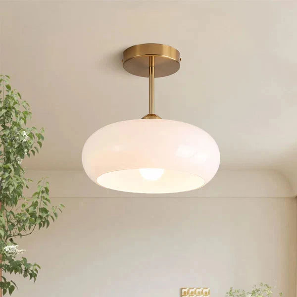 Lampa Sufitowa Retro z Okrągłym Szklanym Kloszem - 19