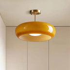 Lampa Sufitowa Retro z Okrągłym Szklanym Kloszem - Mosiądz + Pomarańczowy