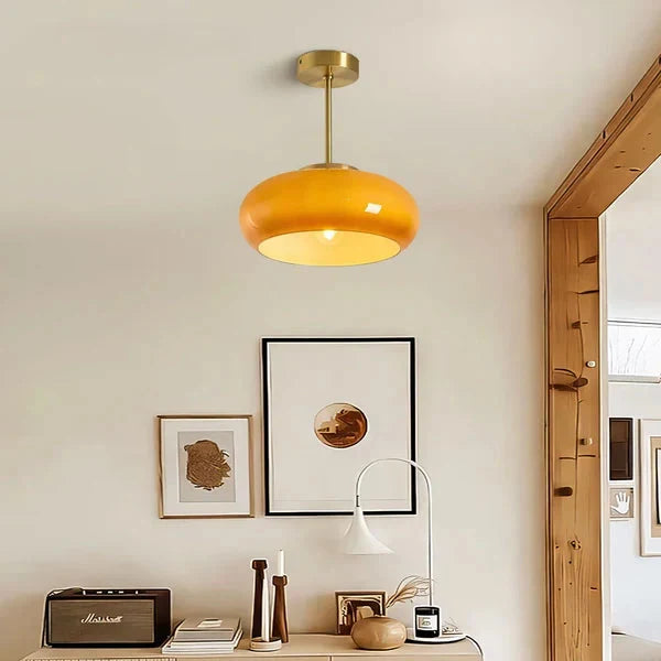 Lampa Sufitowa Retro z Okrągłym Szklanym Kloszem - 22