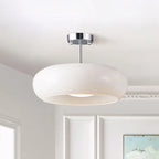 Lampa Sufitowa Retro z Okrągłym Szklanym Kloszem - Chrom + Biały