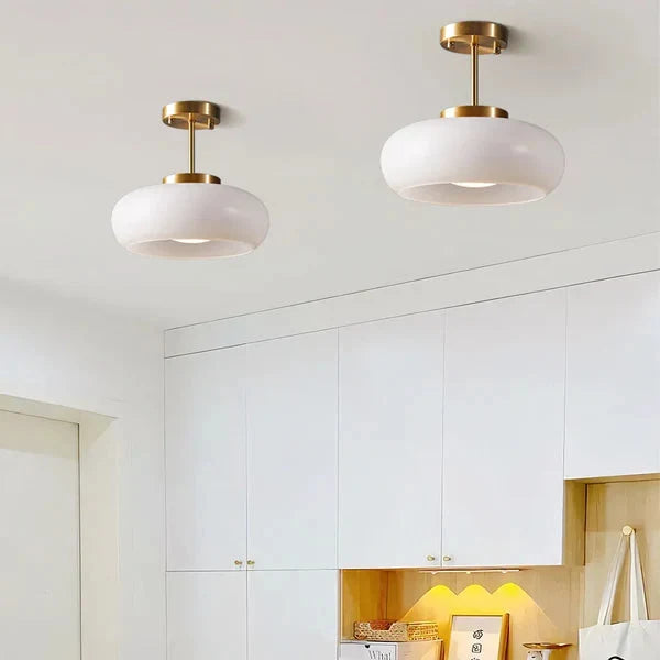 Lampa Sufitowa Retro z Okrągłym Szklanym Kloszem - 8