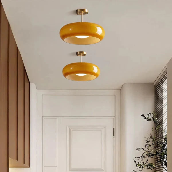 Lampa Sufitowa Retro z Okrągłym Szklanym Kloszem - 9