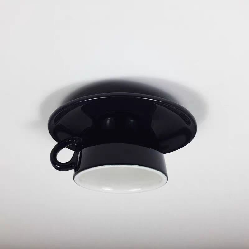 Lampa Sufitowa Retro w Kształcie Filiżanki z Gwintem G4 - Czarny