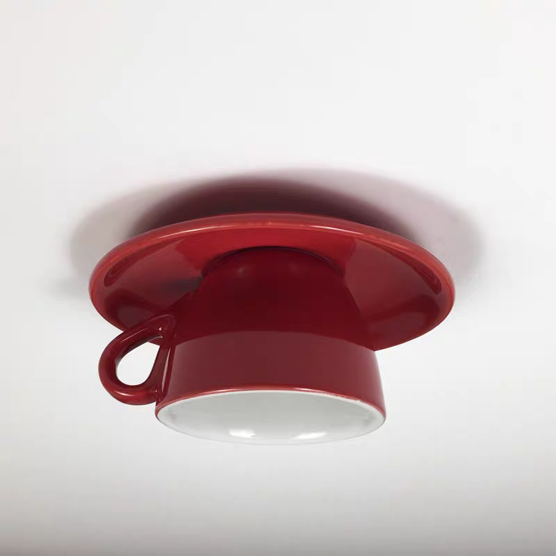 Lampa Sufitowa Retro w Kształcie Filiżanki z Gwintem G4 - Czerwony